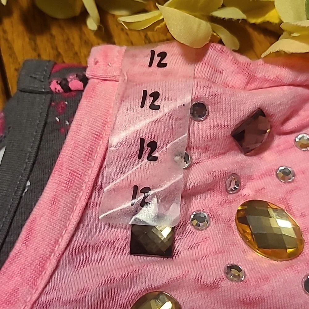 Justice NWOT Pink and Gray Graphic Peace Layered Dress - Girl's 12
